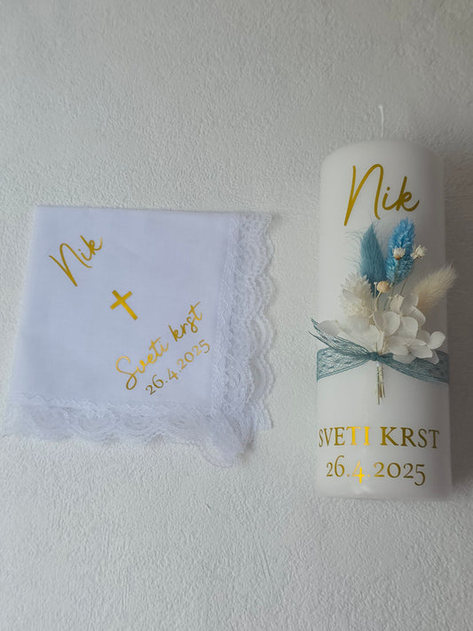 Krstna sveča in krstni prtiček