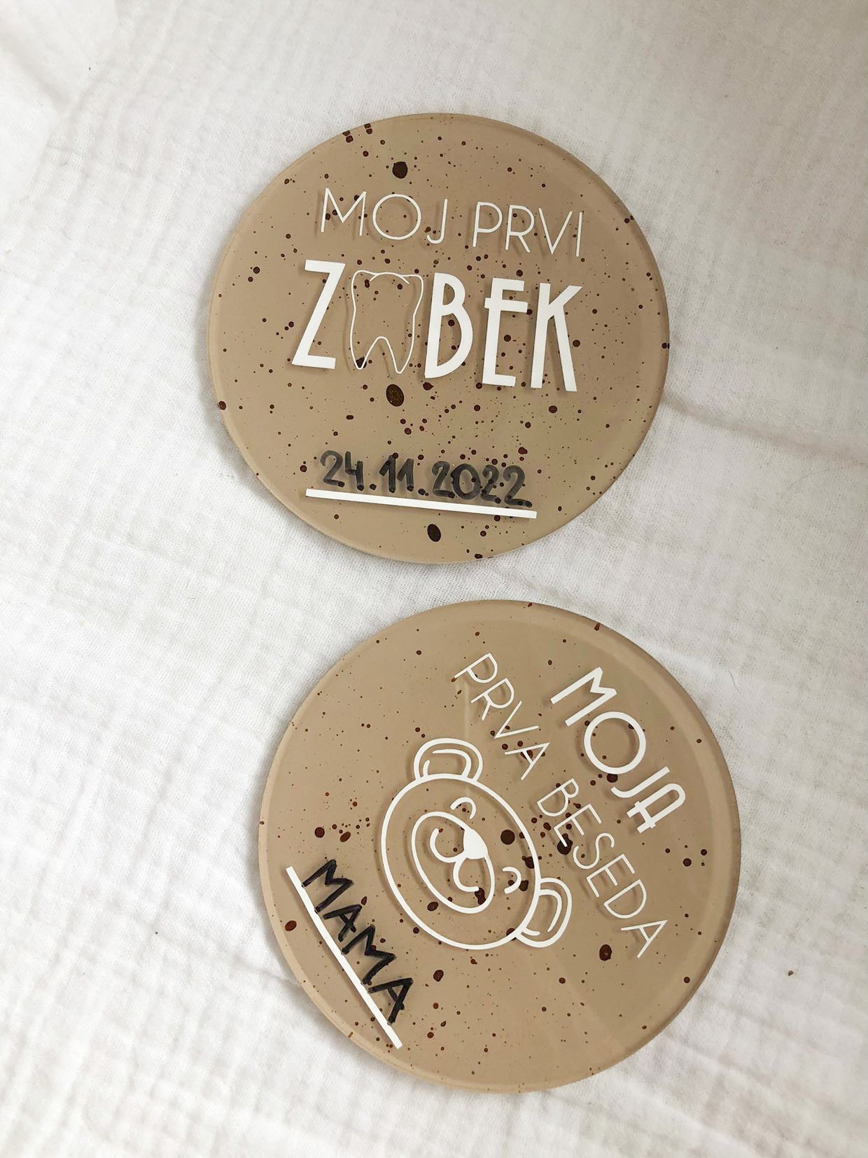 Set akrilnih ploščic 'MOJ PRVIČ'